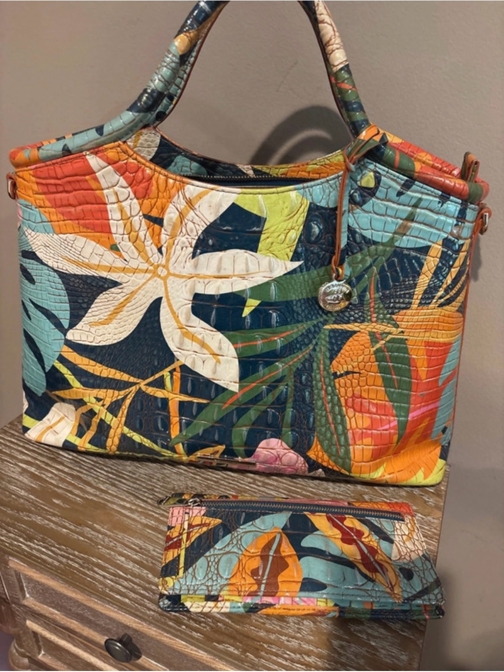 Tropical Floral Tote Bag and wallet in Multicolor by Brahim